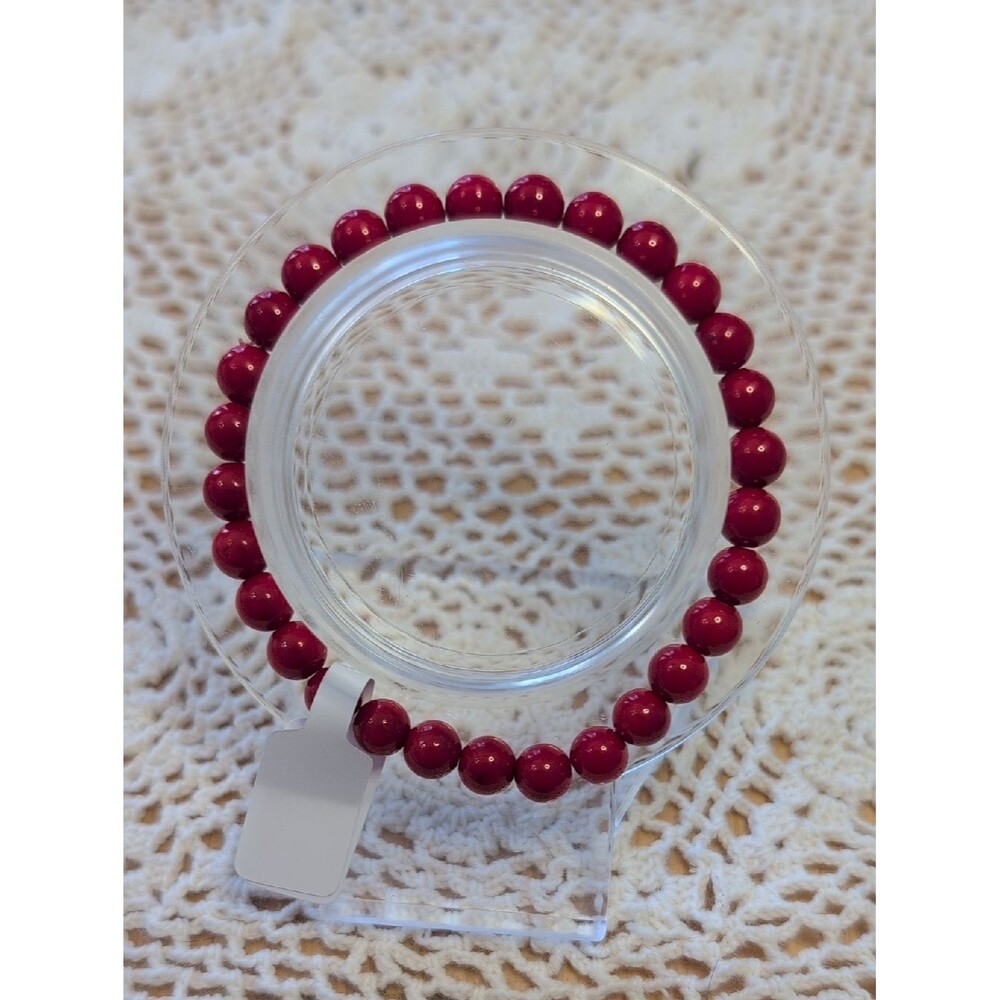 Handmade Red Malaysia Jade Stretch Bracelet
